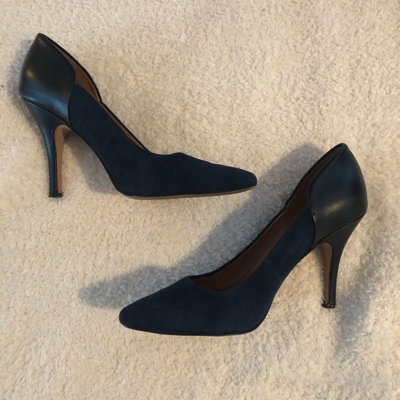 Madewell Shoes - Madewell Navy and Black leather Heels 🖤💙